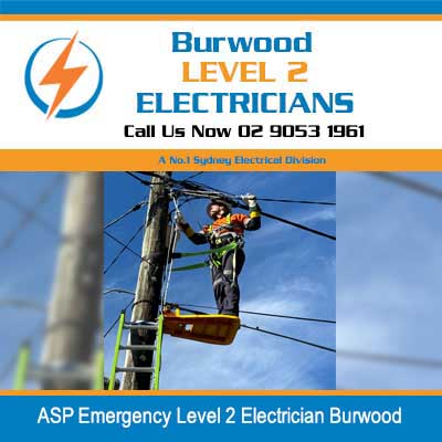 ASP emergency level 2 electrician in cherry picker working on overhead power lines in Burwood